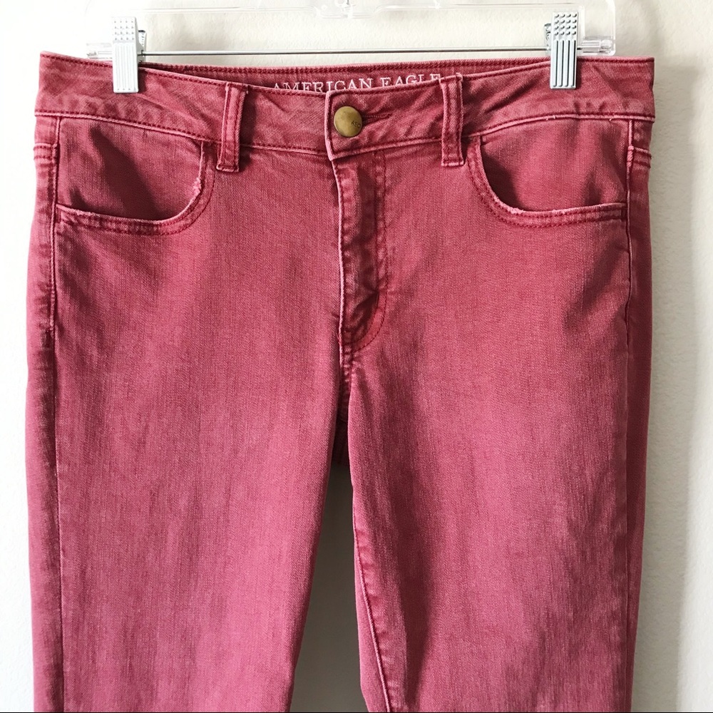 American Eagle Jegging Crop Super Stretch Red 8 - Picture 2 of 7